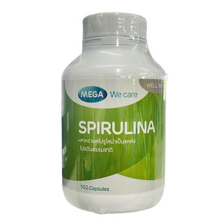 Mega We Care Spirulina 500 mg. สาหร่ายสไปรูไลน่า 500 มิลลิกรัม 100 แคปซูล