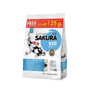 ✅ฟรี 125g.ในถุง ตามตัวเลือก‼️อาหารปลาคาร์ฟ SAKURA KOI 1.25 kg. มี 6 สูตร🌾วีทเจิร์ม🟢สมดุล🔵2in1🟠เร่งโต🔴เร่งสี⚪เร่งขาว