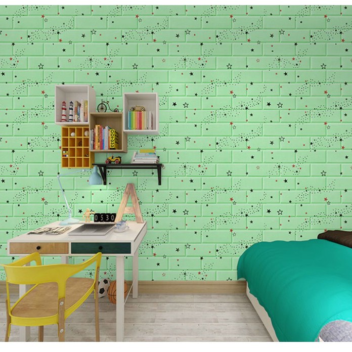 🔥สินค้าพร้อมส่ง🔥วอลเปเปอร์สามมิติ  มีกาวในตัวติดผนัง 3D wallpaper วอลล์เปเปอร์ลายอิฐ ลายการ์ตูน - รูปที่ 4