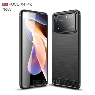 New 2022 เคสโทรศัพท์ POCO X4 Pro 5G Luxury TPU Silicone Carbon Fiber High-grade Men Camera Lens Protection Soft Case Cover Xiaomi Mi Poco X4pro เคส 5G