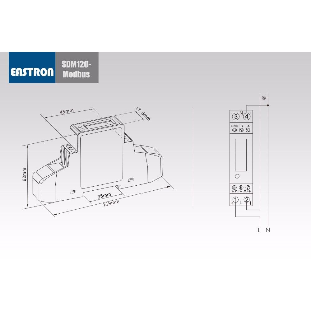 วัตต์มิเตอร์ Energy Meter EASTRON รุ่น SDM120-Modbus 1 phase 2 wire #7