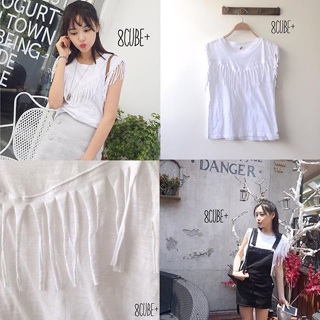 fringe sleeved t-shirt