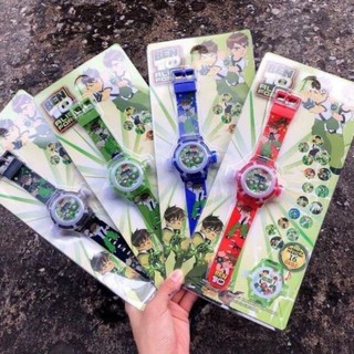 นาฬิกาเด็กเบนเทน Ben10 ฉายภาพได้ มีเสียงดนตรี นาฬิกาข้อมือ แจ้งแบบสีทางแชท