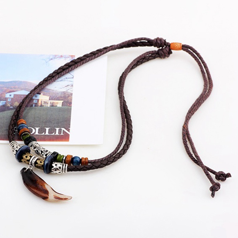 Leather Tribal Necklace for Women and Men Vintage Bohemian Style #4
