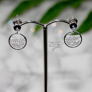 ต่างหูเงินแท้ 925 ประดับพลอยCZ Earring Silver 925 With Cubic Zirconia-(E38190018)