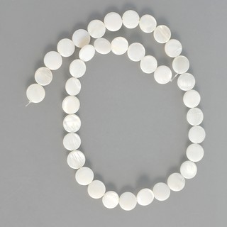 เปลือกหอยแท้ (mother-of-pearl) เม็ดกลมแบน (Flat Round) 10 mm. - (LZ-0388 สีขาว)