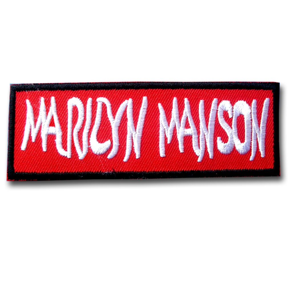 อาร์มติดเสื้อ ตัวรีดติดเสื้อผ้า หมวก อาร์ม ตัวรีด วงดนตรี เฮฟวี เมทัล ร็อค Marilyn Manson Patch Embroidered Iron on