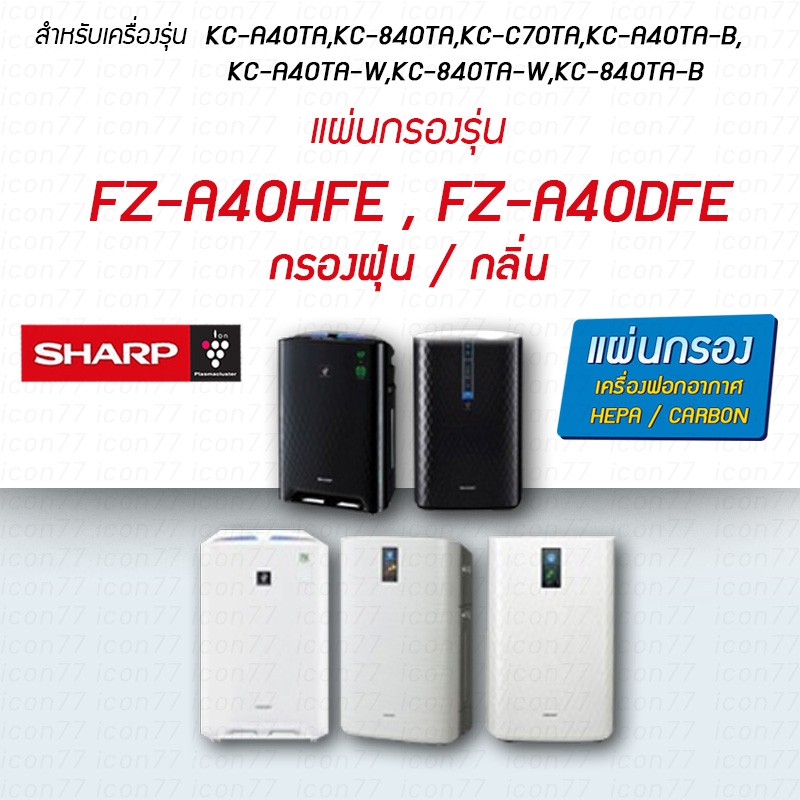 แผ่นกรองอากาศ Sharp รุ่น KC-A40TA KC-840TA KC-C70TA แผ่นกรอง Hepa FZ ...