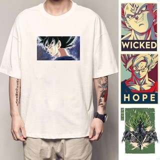 เสื้อยืดโอเวอร์ไซส์เสื้อยืดแขนสั้น ผ้าฝ้ายแท้ พิมพ์ลาย Dragon Ball Super Saiyan สวมใส่สบายS-4XL