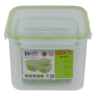 ชุดกล่องอาหารเหลี่ยม JCJ SAFE&amp;LOCK 91387 3 ชิ้นFOOD CONTAINER SQUARE JCJ SAFE&amp;LOCK 91387 SET3PCS