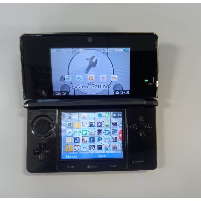 Nintendo 3ds สีดำรูไซด์ มือสอง แปลงเล่นผ่านเมม 25753