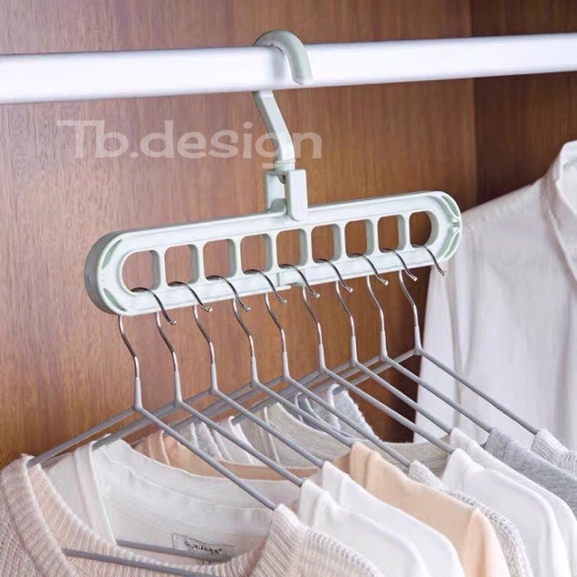 ไม้แขวนเสื้อ9หลุม มีให้เลือก 4 สี ไม้แขวนผ้า 9 in 1 หมุนได้ 360 องศา ประหยัดพื้นที่ #F-0009