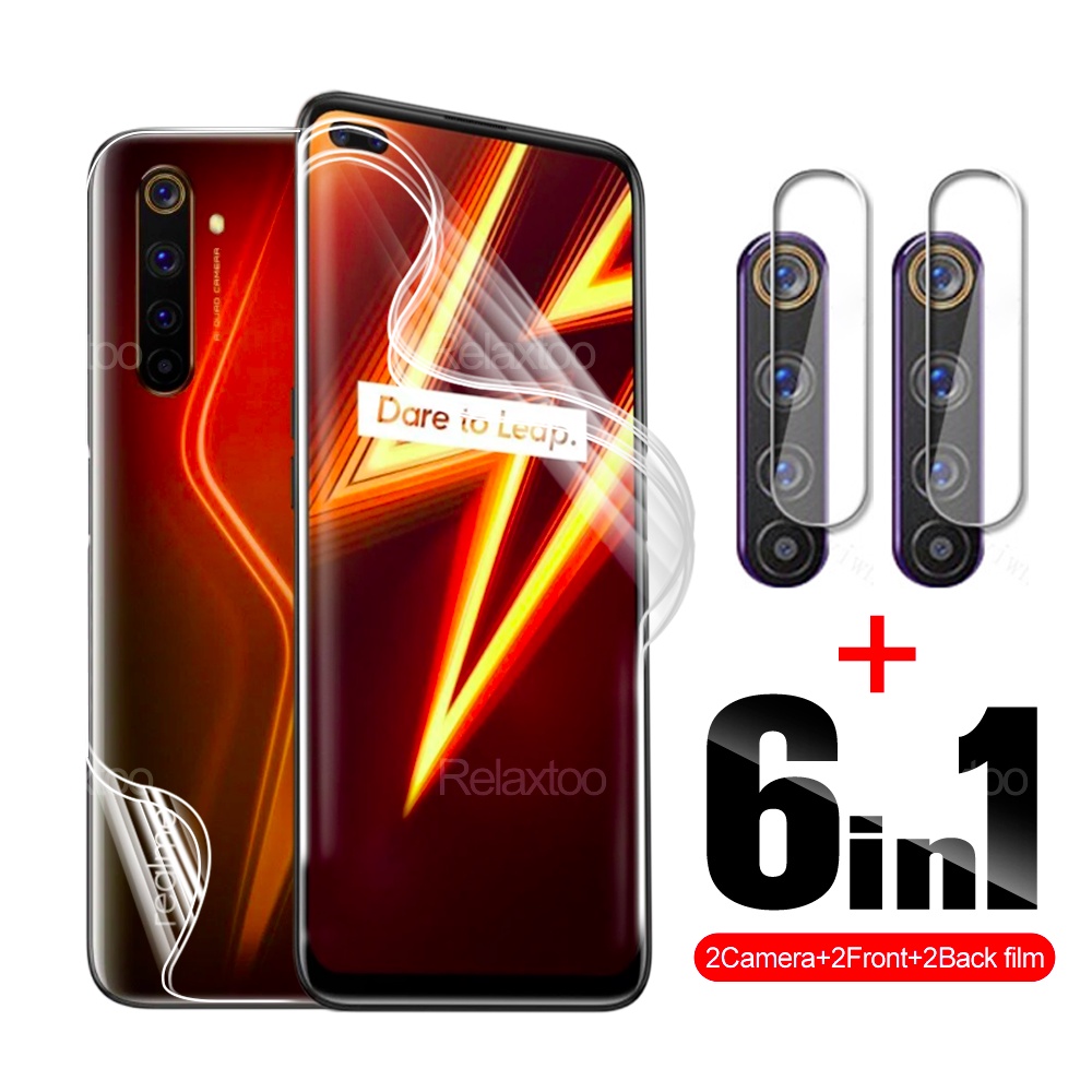 6In1 ฟิล์มไฮโดรเจลด้านหน้า ด้านหลังสําหรับ Oppo Realme 6 7 8 Pro ฟิล์ม ...