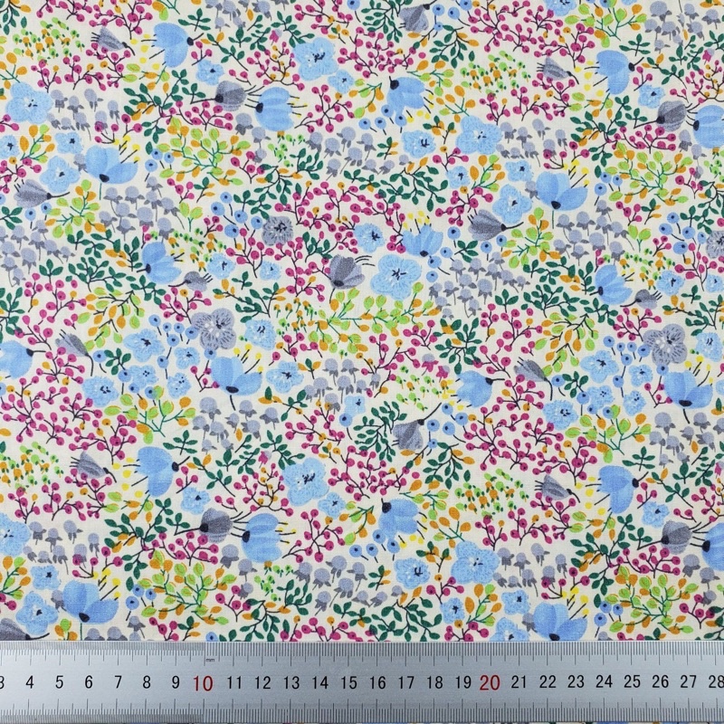 ผ้าคอตตอน poplin พิมพ์ลายดอกไม้ ลายกระต่าย ข้าวปั้น