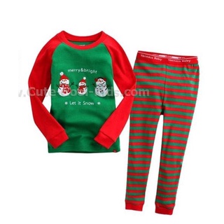 XA-051 ชุดนอนเด็กลายซานตาคลอส Santa แขนยาวขายาวผ้าบางนิ่ม Size-90 (1-2Y)