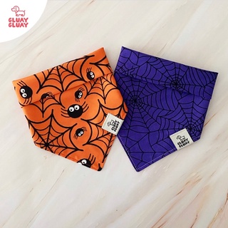 ผ้าพันคอหมาแมว dog bandana ลาย ฮาโลวีน  Halloween ใยแมงมุม