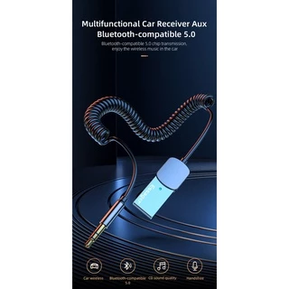 Essager อะแดปเตอร์รับสัญญาณเสียงไร้สาย Bluetooth 5.0 Aux Usb ถึง 3.5 มม. แฮนด์ฟรี Mic สําหรับตัวรับสัญญาณรถยนต์