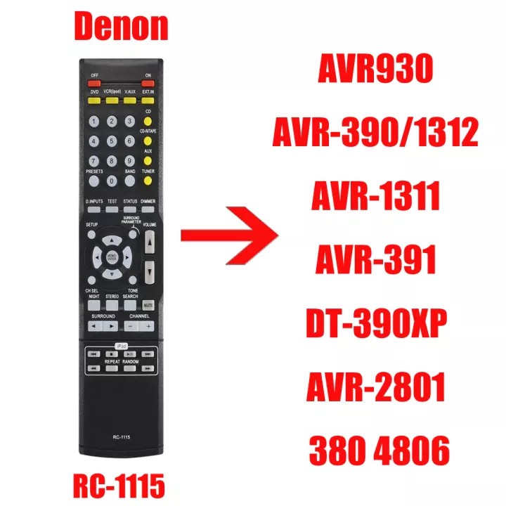 RC-1115 สําหรับ Denon รีโมทคอนโทรล AV ระบบ AVR930 AVR-390/1312 AVR-1311 AVR-391 DT-390XP AVR-2801 38