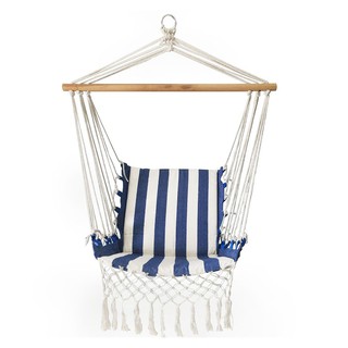 [พร้อมส่ง] 1-SEAT HANGING HAMMOCK CHAIR SPRING PATIO UNWIND WHITE/BLUE ชิงช้า 1 ที่นั่ง สีขาว/น้ำเงิน เฟอร์นิเจอร์ สวน