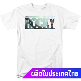 แขนสั้นcrew neckข้อเสนอพิเศษ มวย Trevco Rocky 1970S Sports Boxing Action Movie Cutout Logo Adult T Shirt Tee T-Shirtคอก