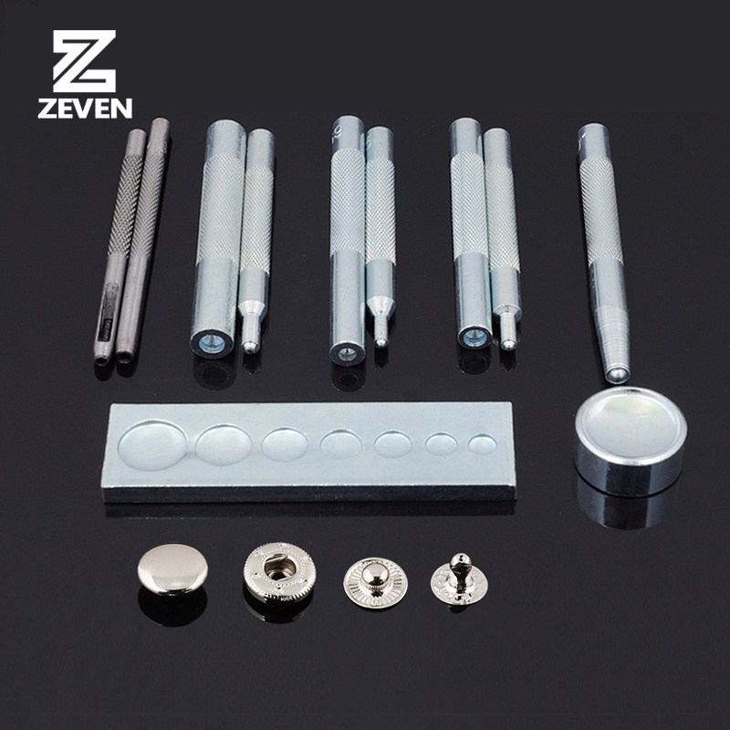 โลหะ DIY หนังหัตถกรรมชุดเครื่องมือ Die Hole Punch Snap Fasteners กด Studs Rivet Setter ฐานชุด