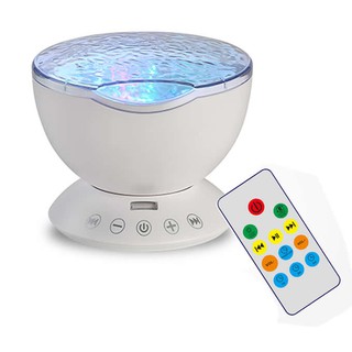 โคมไฟและลำโพงบลูทูธในตัว 2in1 Ambient Waves Projection Night Light