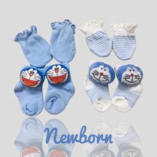 Baby doraemon sock เซ็ต 4 คู่ ถุงเท้าสุดคิ้ว 2 คู่ + ถุงมือ 2 คู่ (โดเรมอน)