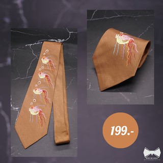 เนคไทสีชาเย็นลายแมงกระพรุ่น - Brown Necktie