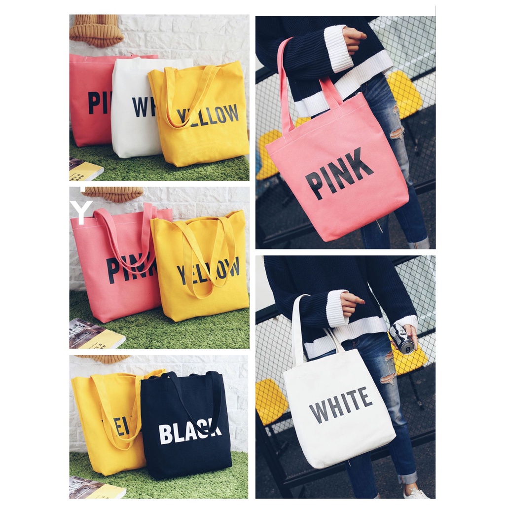 พร้อมส่ง🔥กระเป๋าผ้าBASICสไตล์เกาหลี- ลายตัวอักษร