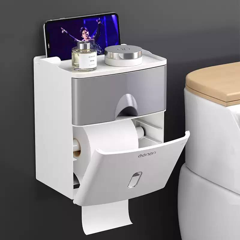 ECOCO กล่องใส่ทิชชู กันน้ำ ติดผนังไม่ต้องเจาะ กล่องใส่ทิชชู่ในห้องน้ํา กล่องใส่ทิชชู่🙏🙏สินค้าพร้อมส่