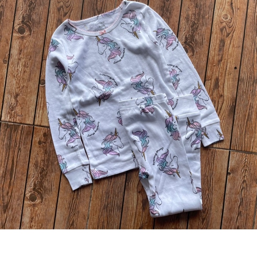 GP818 ชุดนอนเด็ก ลายม้ายูนิคอร์น ชุดนอนเสื้อแขนยาว กางเกงขายาวทรงสลิมแนบตามตัวพร้อมส่ง 4y