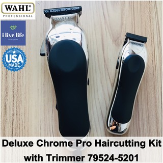 ปัตตาเลี่ยน Deluxe Chrome Pro Haircutting Kit with Trimmer รุ่น 79524-5201 - WAHL แบตตาเลี่ยน+ที่กันจอน