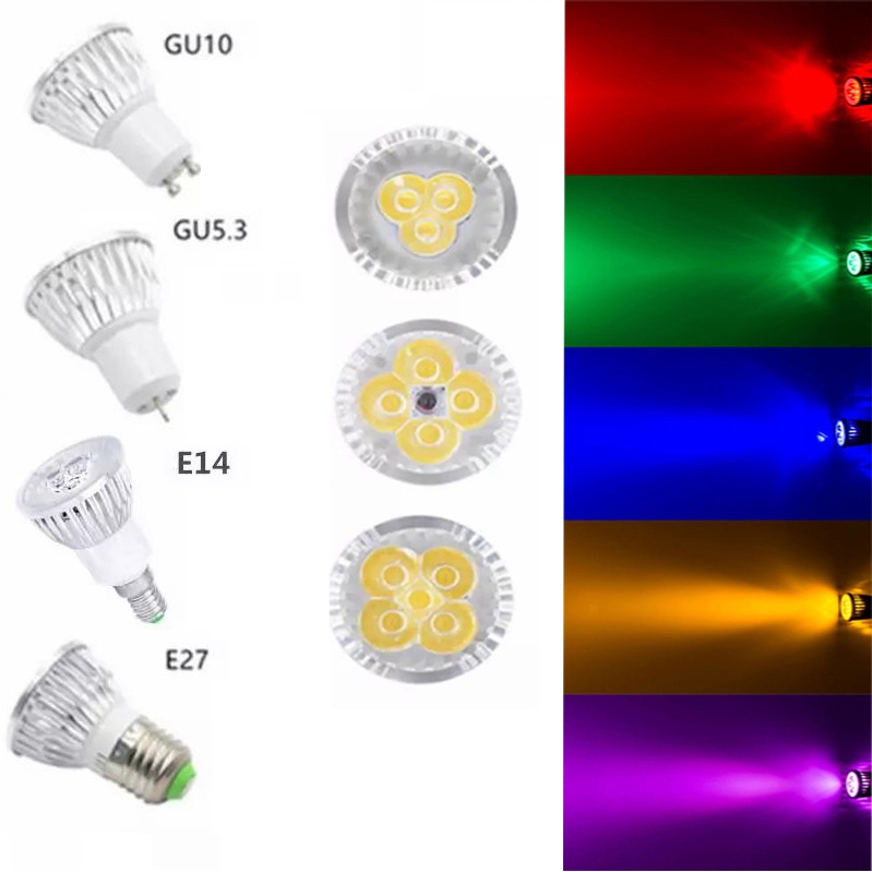 ไฟลงเพดาน LED หรี่แสงได้สีสันสดใส 15W 12W 9W GU10 GU5.3 E27 E14 220V 240V หลอดไฟ LED หลอดไฟสปอตไลท์สีแดงสีเหลืองสีฟ้าสีเขียวสีม่วง