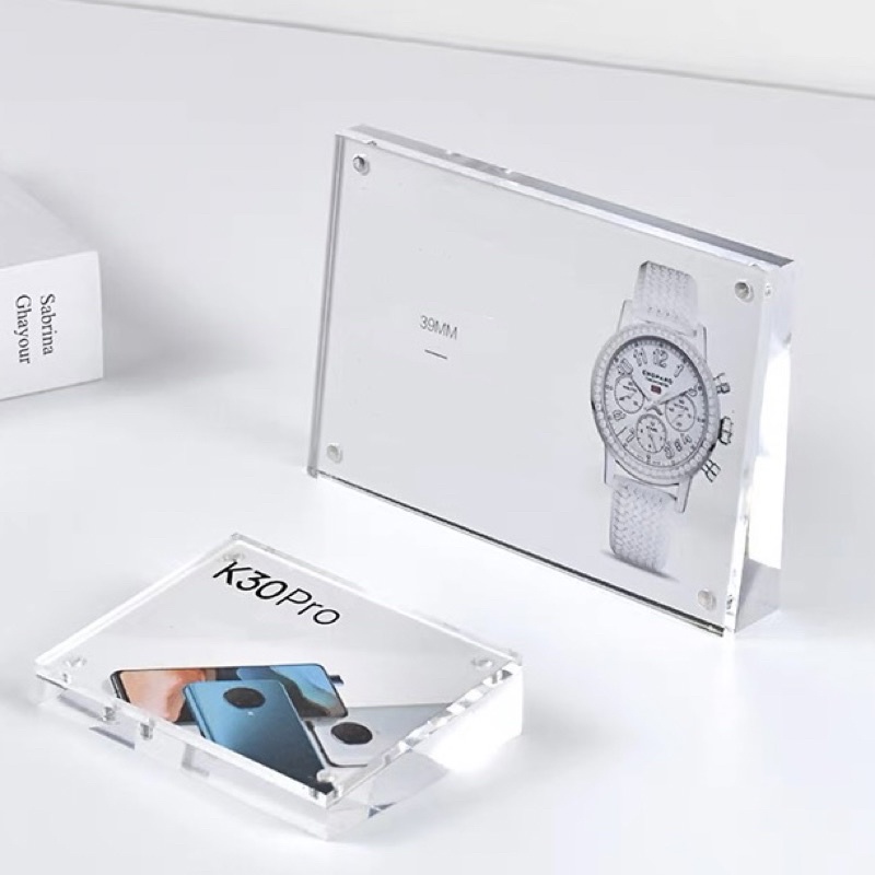 (7 ขนาด) 🐋ป้ายอะคริลิค ป้ายราคา ป้ายโชว์ แบบเอียง กรอบอะคริลิค A5 กรอบการ์ด