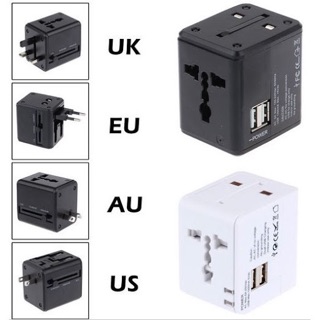 Universal Adapter All in Oneปลั๊กไฟ Dual USB ใช้ได้ทั่วโลก US/UK/EU/AUปลั๊กไฟใช้ได้ทั่วโลกมากกว่า150ประเทศ