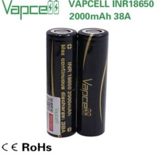 ถ่านชาร์จ  Vapcell INR18650 2000mAh 38A black 2 ก้อนของแท้ แถมฟรีกล่องใส่ถ่าน