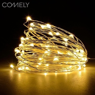 COMELY ไฟเส้น LED แบบลวดเงิน สำหรับตกแต่งงานแต่งงาน สร้างบรรยากาศในบ้าน พร้อมถ่าน