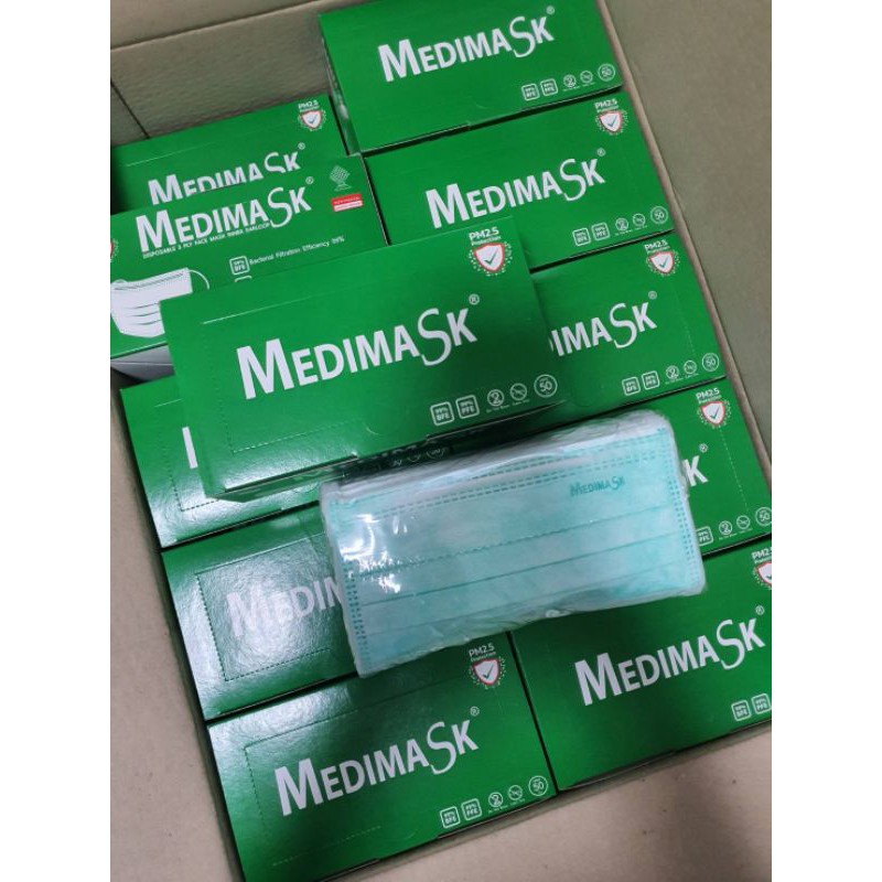 Medimask หน้ากากอนามัย 3 ชั้น สีเขียว
