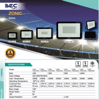 โคมไฟฟลัดไลท์ 50w แอลอีดี (Flood Light LED) “BEC”