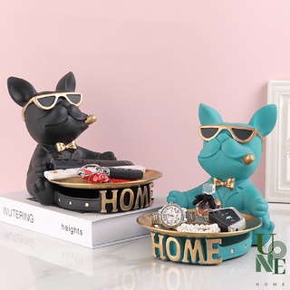 UoneHome พร้อมส่ง ♥ H101 ของแต่งบ้าน รูปปั้นเรซินบลูด็อก Home ถาดวางของบลูด็อก สไตล์นอร์ดิก ของแต่งโต๊ะ ดีไซน์สร้างสรรค์