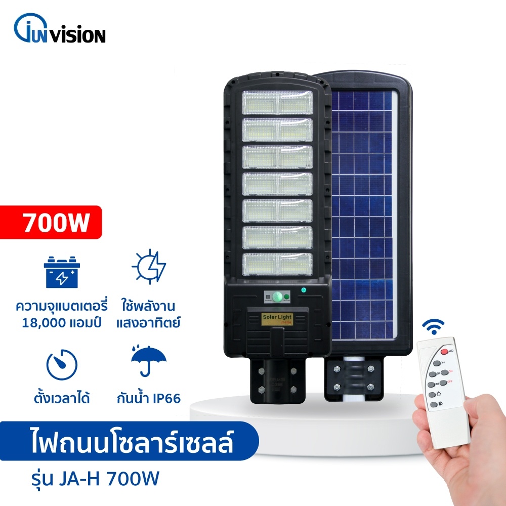 Junanvision ไฟถนนโซล่าเซลล์ โซล่าเซลล์ Solar Light 700w ไฟพลังงานแสงอาทิตย์ มีรีโมทคอนโทรล