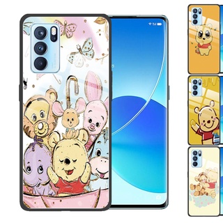 OPPO Reno 5 Pro 3 4 4G 10X Zoom Reno2 Z F F11 Pro F9 Reno6Z 5G Cartton Winnie the Pooh Tempered Glass Cover Anti-Scratch Phone Case