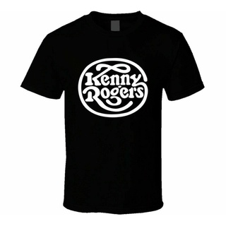 เสื้อยืด ผ้าฝ้าย พิมพ์ลายโลโก้ Kenny Rogers สีดํา แฟชั่นยอดนิยม สไตล์เรโทร สําหรับผู้ชายS-5XL