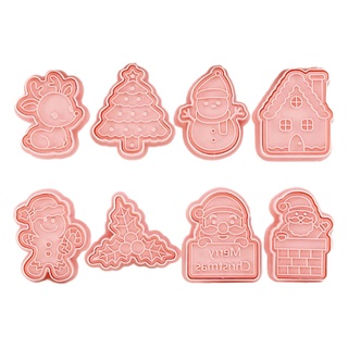 be&gt; Set of 8 Cookie Cutters 3D Pressable Biscuit Cutters Xmas Series Cookies Cutters