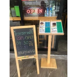สแตนวางเมนู MENUSTAND WOOD เมนูสแตนไม้ ขาตั้งเมนู แท่นวางเมนูอาหาร ไม้ยางพารา งานคุณภาพดี ประกอบได้ วางเมนู A4 ได้2แผ่น