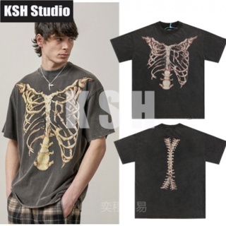 Vintage Tee REPRESENT Skeleton Printing High Street Washed Vintage Casual Loose Couple Short Sleeve T-shirt