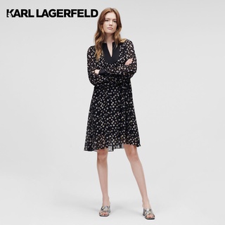 Karl Lagerfeld - FLORAL-PRINT SILK DRESS ชุดกระโปรง เดรส 221W1303