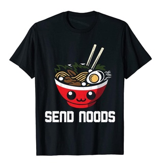 เสื้อยืดผ้าฝ้ายพิมพ์ลายแฟชั่น เสื้อยืดท็อป ผ้าฝ้าย พิมพ์ลาย Send Noods Kawaii Pun Ramen สําหรับผู้ชาย