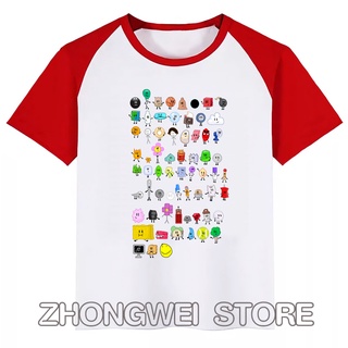 Zhongwei BFDI เสื้อยืดลําลอง แขนสั้น คอกลม พิมพ์ลายกราฟฟิค สไตล์วินเทจ แฟชั่นสําหรับเด็กผู้ชาย ผู้หญิง ไซซ์ S-3XL