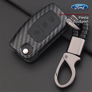 กรอบเคสกุญแจรถ FORD พวงกุญแจรถยนต์ FOCUS / FIESTA / ECOSPORT ลายเคฟล่า FD-3 เคสกุญเเจรถยนต์แบบพับเก็บ (3ปุุ่ม) พร้อมส่ง